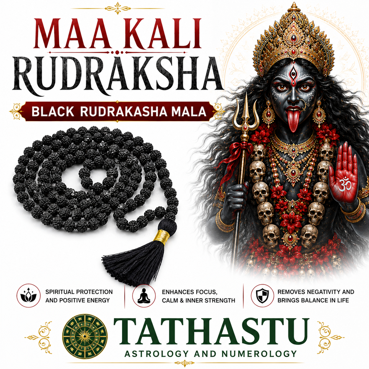 Black Rudrakasha Mala ( Maa kali Maa mala)